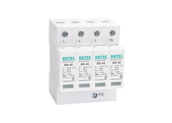 IEC61643 40KA 4 Kutub AC Listrik Surge Protector Perlindungan Petir