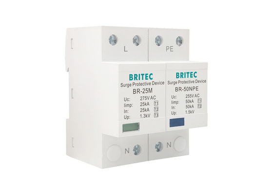Tipe 1+2+3 Surge Protector SPD termoplastik Petir Arrester 25kA