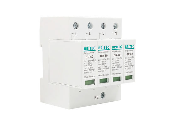 60kA AC275V DIN Rail Mount Surge Lightning Arrestor SPD untuk Perlindungan Daya Listrik