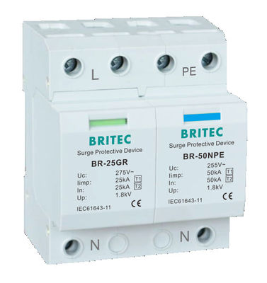 BR-25GR 1P+1 T1+T2 Surge Arrester 25KA Single Phase Spd surge protector surge arrestor 100ka