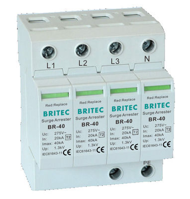 BRITEC BR-40 4P Surge Protection Device Three Phase Spd Lightning Protection Arrester China Produsen Perlindungan Surge