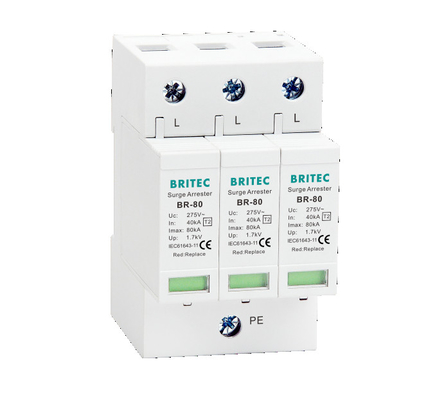 BR-80 3P tuv tipe 2 alat perlindungan tegangan tinggi Ac Surge Arrester Power Surge Protector