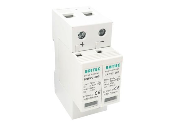 Pluggable 2 Pole 600V Solar Surge Arrester Untuk Inverter Surya
