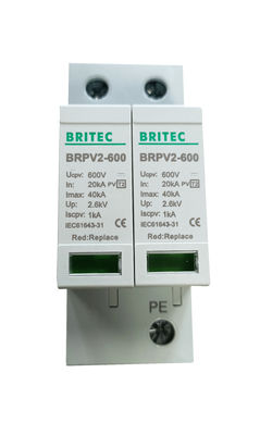 600V Tipe 2 / Kelas II PV Surge Arrestor dengan bahan termoplastik untuk perlindungan petir
