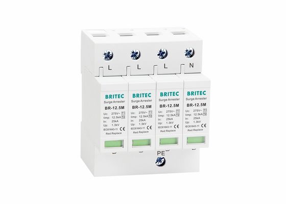 Kelas I+II SPD 4P 275V BRITEC Surge Protection Device Surge Arrester