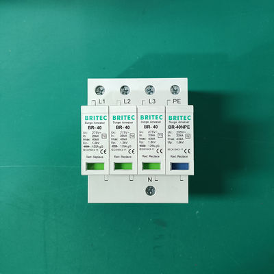 BR-40 3P+1 DIN Rail Mount Surge Protection Device 275V produsen proteksi lonjakan china