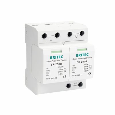 BR-25GR 2P Tipe 1 Surge Protection Device 50KA Single Phase SPD spark gap spd tuv ac surge arrester