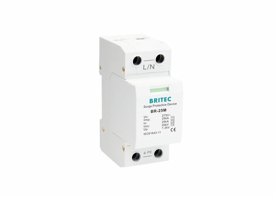 Ketik 1+2+3 Perangkat Perlindungan Surge 25kA AC Surge Protector 1-tiang dengan Teknologi MOV