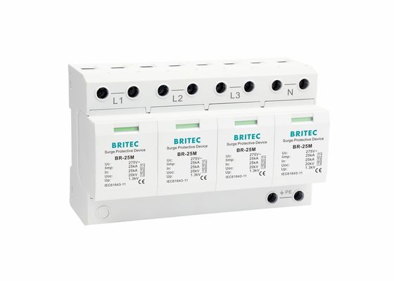 Thunder Arrester 4 Pole Type 1 Surge Protector Struktur plastik termal