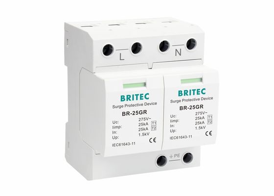 Pelindung Lonjakan Perangkat Perlindungan Lonjakan Fase Tunggal IP20 Tipe 1 25kA