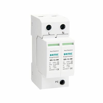 Din Rail Plug-in Surge Protection Device Kelas I+II dengan Perlindungan Petir 12,5kA
