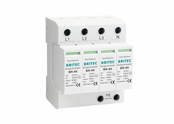 IP20 DIN Rail Surge Protector BRITEC BR-60 4P 60KA Penangkal Petir Rumah