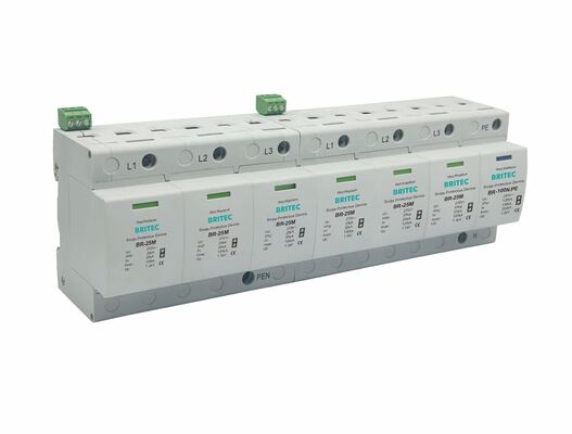 BR-25M 275 6+1 Tipe 1+2 Perangkat Perlindungan Tambahan dengan Perlindungan 25kA dan Kandang Termoplastik UL94-V0