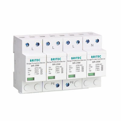 BR-25M 4P 25kA Surge Arrester Tipe 1 Thunder Arrester SPD Kelas 1 pluggable Surge Arrester China petir menyerang