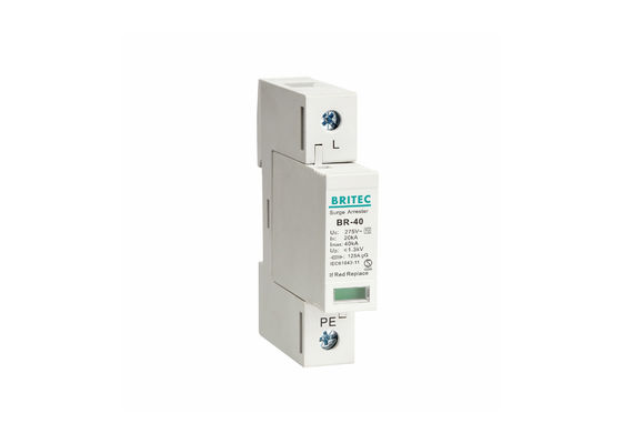 40kA Max Discharge Current Tipe 2 Perangkat Perlindungan Tambahan dengan Mounting Rail DIN 35mm dan Perlindungan IP20