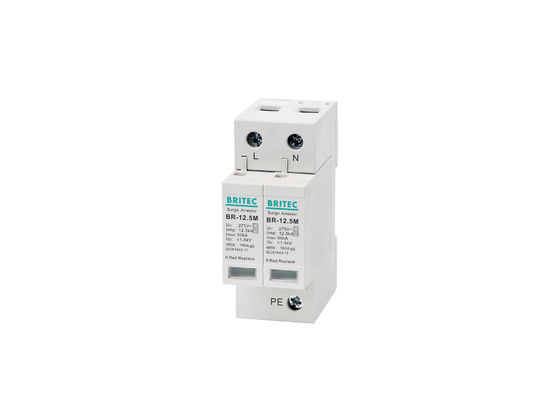 TN System 2 Modul AC Surge Arrestor SPD 12.5 KA 2P L - N - PE Perangkat Proteksi Surge