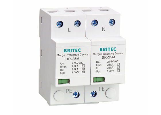 Tipe 1+2+3 25kA 275V SPD 2 Kutub Tipe 1 Surge Protector Perlindungan Petir