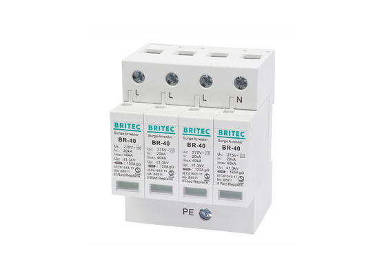 Jaringan Listrik C Grade Tegangan Rendah 40ka Tiga Fase SPD Surge Protector