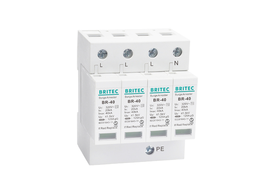IEC61643 40KA 4 Kutub AC Listrik Surge Protector Perlindungan Petir