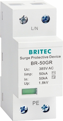 BRITEC BR-50GR 275 2P Spd 50kA Tipe 1 Perangkat Perlindungan Surge Ac Din Rail Surge Arrester pelindung guntur