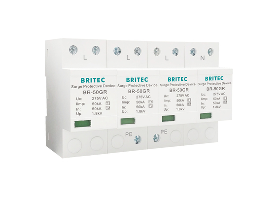 Thermoplastic Spd Surge Protector IP20 4 Pole Lightning Arrester Perangkat Perlindungan Surge