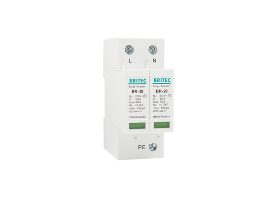 10kA/20kA Kelas C Perangkat Perlindungan Listrik Listrik Fase Tunggal 2P AC Surge Protector SPD