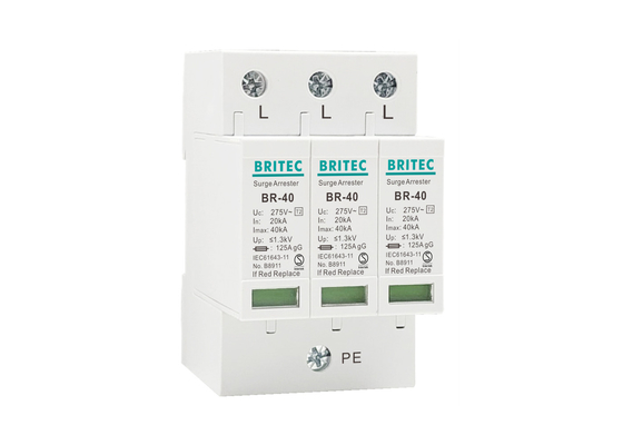 Perangkat perlindungan tegangan rendah Tipe 2 3P 40kA AC Surge Protector