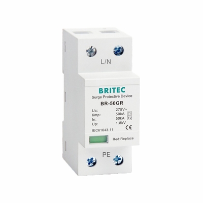 SPD 50kA Tipe 1 AC Surge Protector 1P Perangkat Perlindungan Petir