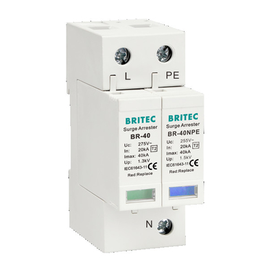 BR-40 1P+1 AC SPD Tipe 2 Perangkat Perlindungan Surge Arrester 40kA Singel Phase spd