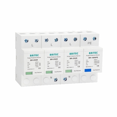 25KA 3P+NPE T1 Kelas I Surge Protector Type 1 SPD Energi Tinggi