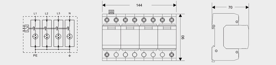 BR-25GR 4P SPD Perangkat Perlindungan Petir Lonjakan DIN Rail 35 Mm ac spd