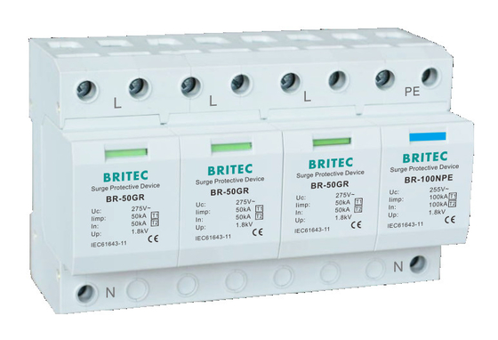 BR-50GR 2P 50kA Perangkat Perlindungan Surge Kelas 1 Type1 AC Surge Suppressor spd