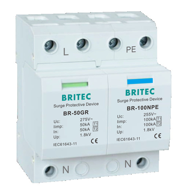 BRITEC BR-50GR 3P Tipe 1 Surge Arrester 50ka Surge Protection Device spd t1 t2 ac
