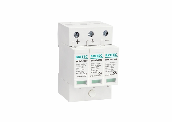 PV 1000V DC Energi Surya Perangkat Perlindungan Lonjakan Foto Din Rail