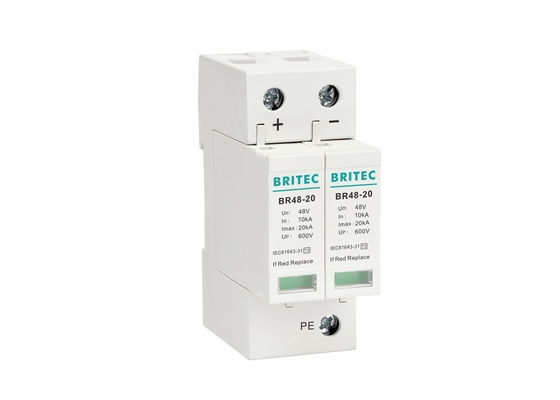 Tipe 2 Pluggable Arrester Petir Modular 48V DC SPD Perlindungan Tegangan Lebih