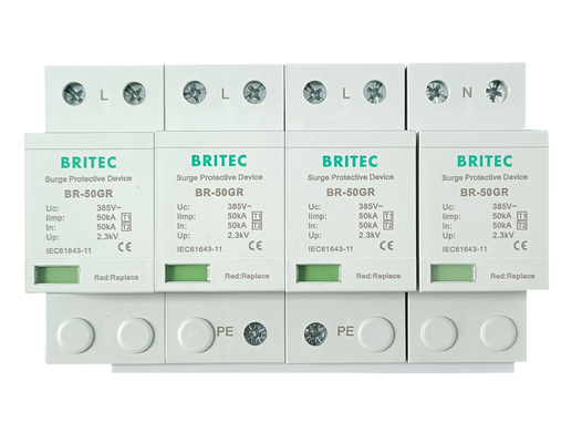 BR-50GR 4P AC Perlindungan cahaya China tipe 1 alat perlindungan lonjakan Spd spd t1 t2 tipe 1 surge arrester