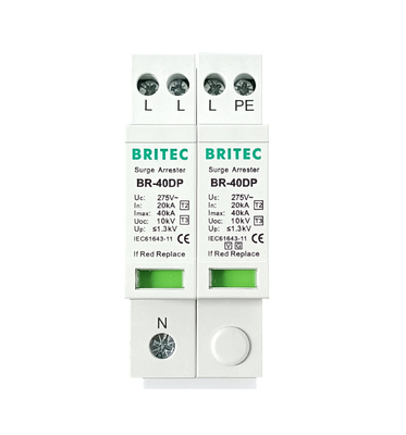 BRITEC BR-40DP 275 3+1P Tipe 2 Surge Protection China surge arrester pabrik ac penangkal petir