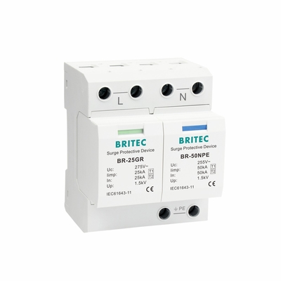 BR-25GR 2P Tipe 1 Surge Protection Device 50KA Single Phase SPD spark gap spd tuv ac surge arrester