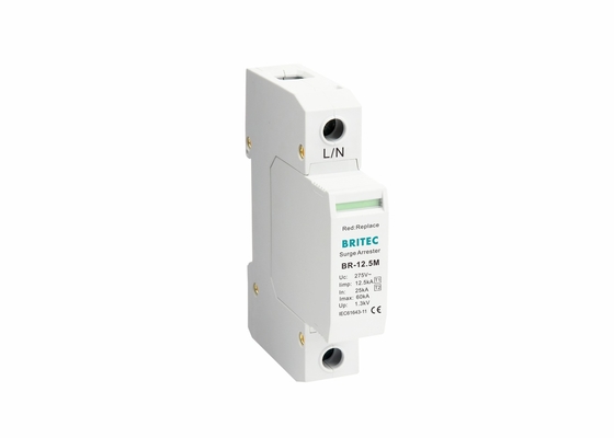 Kelas I + II Iimp 12.5ka Spd Petir Arrester 1p Surge Protection Tegangan rendah