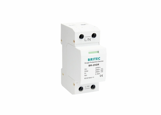 25kA Kelas I Tipe 1 Kelas B SPD Single Phase Surge Arrestor