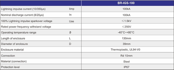 BR-ISG-100 Isolating Spark Gap lightning equipotential bonding connection of separated earthing systems (Pengisolaan Spark Gap Petir Sambungan ikatan equipotential dari sistem pemasangan tanah yang terpisah)