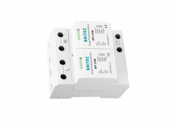25kA 275V Single Phase 2P Tipe 1 Kelas I Surge Arresters Dengan Kontak Kering BR-25M 2P