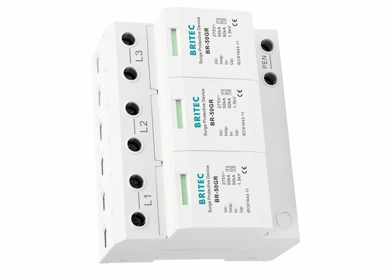 3 Perangkat Perlindungan Surge Industri Tiang 3 Phase 150 Voltage Logo Disesuaikan