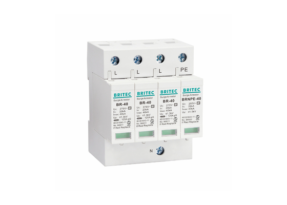 40kA 275V/255V Industri DIN Rail 3 Fase Tipe 2 Perangkat Perlindungan Lonjakan SPD