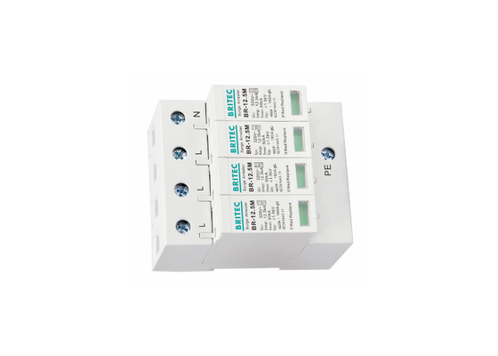 12.5kA Tipe 1 + 2 320V 4P Perlindungan Surge Rumah Tangga Perlindungan Petir