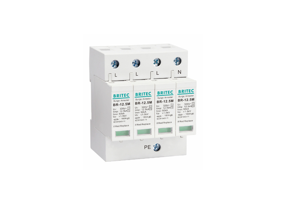 12.5kA Tipe 1 + 2 320V 4P Perlindungan Surge Rumah Tangga Perlindungan Petir