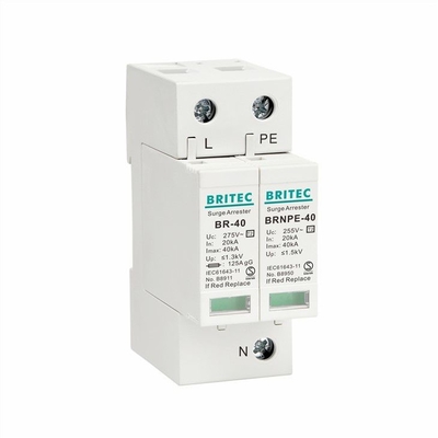 BR-40 1P+1 40kA Single Phase Type 2 Surge Protection Device untuk peralatan listrik surge arrester spd