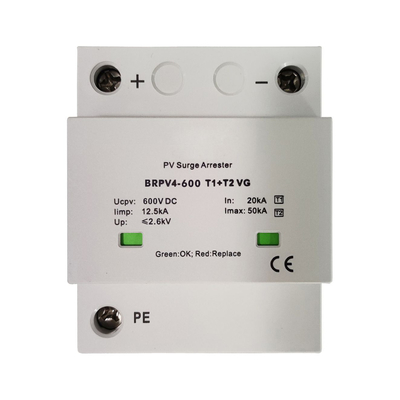 BRPV3-1000 T1 50ka DC 1000V 12.5ka Pv surge arrester Perangkat perlindungan surge surya SPD fotovoltaik
