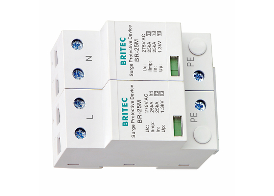 Tipe 1+2+3 25kA 275V SPD 2 Kutub Tipe 1 Surge Protector Perlindungan Petir