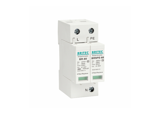BR-60 1+1 Tipe 2 Surge Protector Perangkat Perlindungan Petir 60KA Kelas C